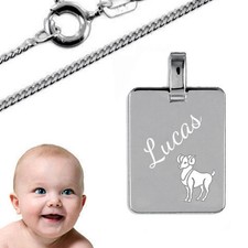 Taufkette,Kinderkette,Gravur Platte mit eigenem Sternzeichen ,Silber925- & Kette