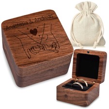 Holz Ringbox Ringkissen mit personalisierter Gravur Etui Love Ring Paar Present