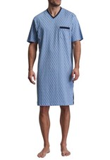 GÖTZBURG Nachthemd Herren Schlafanzug Schlafshirt kurz kurzarm blau Baumwolle