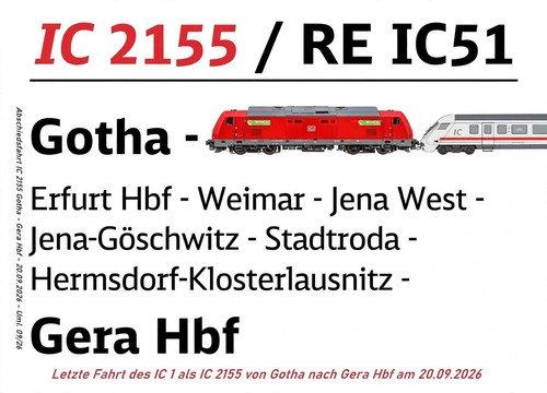 Zuglaufschild 2155 gotha - gotha,