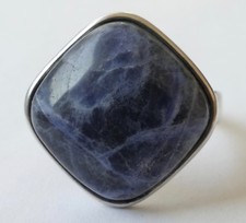 Ring blauer marmorierter Edelstein 925 Silber Vintage 70er ring silver