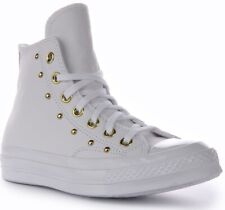 CONVERSE A06808C Chuck 70 Hi Top Nieten Leder Weiß Gold Damen UK 4- 8