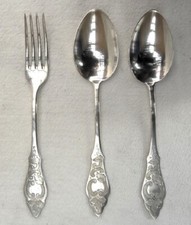 Besteck Hanseat - Ostfriesenmuster 1 Gabel 2 Löffel - Suppenlöffel - 90er Silber