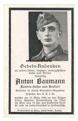 Orig sterbebild grenadier - sterbebild, +