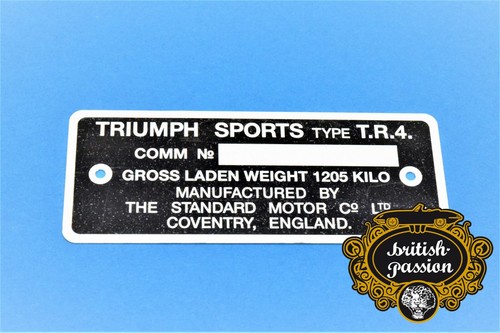 Typenschild triumph tr4 - typenschild,