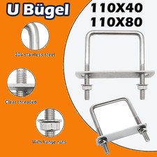 1x U-Bügel M10 & Gegenplatte Gewindebügel Bügelschelle Dachträger 80/40mm breit