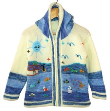 Kinder Strickjacke blau weiß