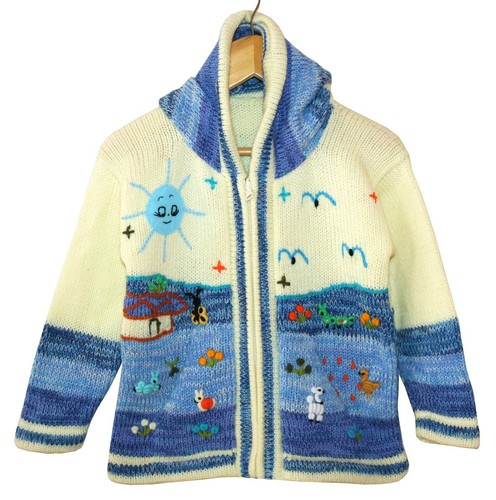 Kinder strickjacke blau weiß - blau,