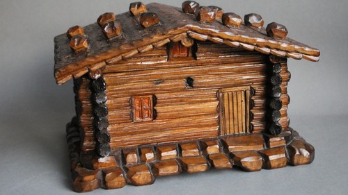 Holzschatulle blockhütte - holzschatulle,