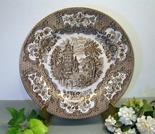 Teller Dinner Plate Ironstone Staffordshire England Renaissance brown vintag ø25