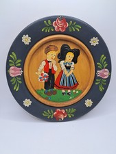 1990 Handbemalter Holzteller -