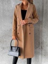 Damen Mantel Trenchcoat Wintermantel Übergangs zweireihig Jacke Parka Lang DE