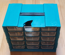 Sortierkasten Sortimentskasten Kleinteilemagazin 15 Fächer mit Inhalt türkisblau