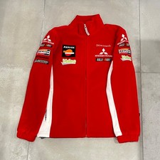 Vintage Mitsubishi MOTORS RALLI ART Fleece Jacke Größe M rot REPSOL Werbung