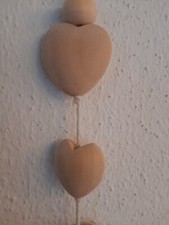 Echtholz Herzkette, Deko, Wand hängend dank Öse, Naturholz, ca. 40cm ❣