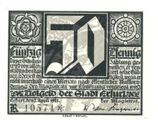 Notgeld Erfurt - Stadt Erfurt - Luther-Jubiläum - 50 Pf. - 1921 - Bild "R"