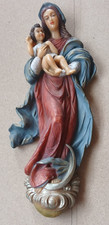 Wandbild, Mutter Gottes mit Kind aus Wachs, Heilige Maria mit Jesu, bemalt