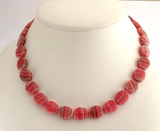 Rhodochrosit Kette Oval Geknotet Collier Geschenk ca. 306 Karat ca. 45 cm