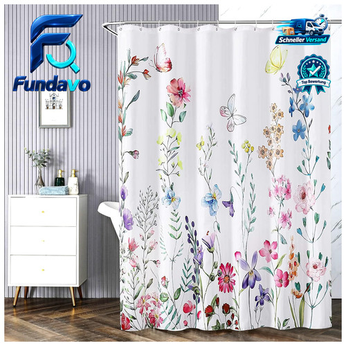Duschvorhang blumen bunt - duschvorhang,