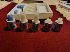 6 Kerzenständer passend zum Zwiebelmuster von Hutschenreuther, Blau, Porzellan, 