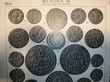 Alte Lithographie, Münzen