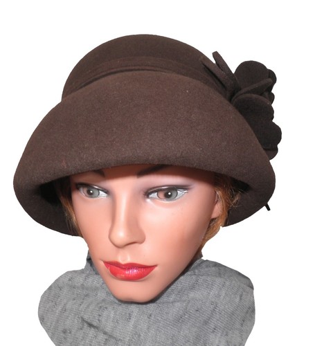 Damen hut dunkelbraun elegant - hut,