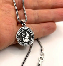 Bozkurt Üc Hilal Wolf & 55cm Kette 925 Silber Kurt OSMANLI Türk Türkiye Göktürk