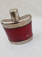 Taschenflasche, Leder und Chrom-Finish German Vintage Dekoration 