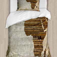 afrikanisch Bettwäsche Set Holzbrett Afrika Karte
