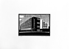 Original Linolschnitt "Bauhaus