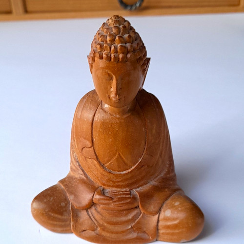 Buddha figur holz sitzend - figur,