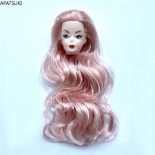 1/6 Ersatz Blue Eye Pink Wavy Hair Puppenkopf für 11,5" Puppenkopfe DIY Teile
