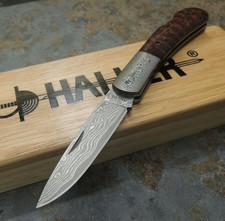Haller Damast Taschenmesser Damastmesser 71 Lagen Schlangenholz-Griff Lockback