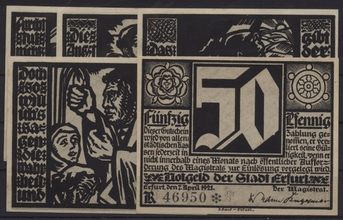 19704 5 x notgeld erfurt - x,