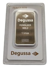 1 UNZE 999 SILBER - DEGUSSA - SILBERBARREN - ALTERNATIVE ZUR SILBERMÜNZE