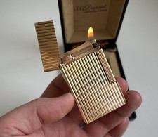 S.T. Dupont Ligne 2 Groß Gold Vertikale Linien Topzustand! 80er Vintage