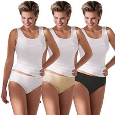 POMPADOUR Damen Hüft-Slip klassisch Passion reine Baumwolle Glanzsaum | 3er Pack