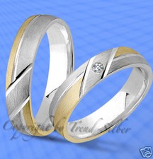 2 SILBER Verlobungsringe Trauringe GOLD PLATIERT J122-1