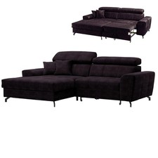 Ecksofa - aubergine - Samt -