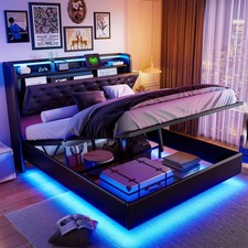 Boxspringbett 140x200 cm Mit LED USB Polsterbett Stauraum Lattenrost Doppelbett