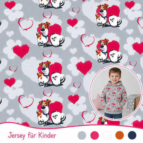Jersey stoff hunde herzen - jersey,