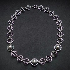 Vintage Designer Collier 835 Silber Gustav Hauber Midcentury alt c. 1950