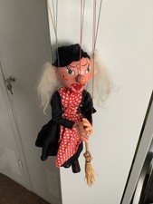 Vintage Marionette Puppe Hexe