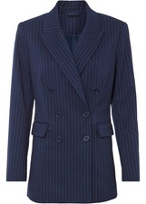 Nadelstreifen-Blazer Gr 42 Dunkelblau Weiß Damenblazer Sakko Business-Jacke Neu*