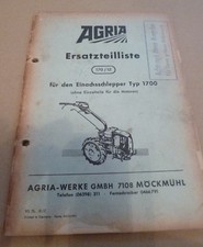 Agria Einachser 1700 Ersatzteilliste