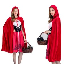 Kinder Damen Kostüm Rebellisches Rotkäppchen Kleid Umhang Rot Fasching Karneval