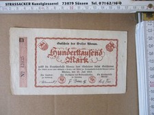 Vintage-Münzen-Papiergeld Original Adenau  100tausend 1923