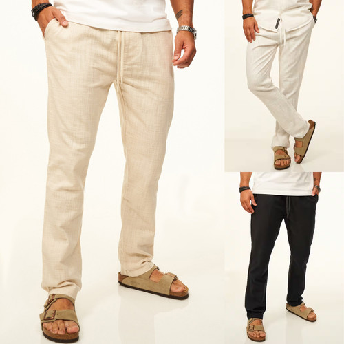 Herren stoffhose leinen optik - herren,