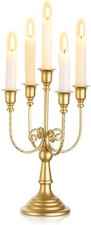 Sziqiqi Kandelaber-Kerzen-Halter Aus Goldfarbenem Metall, 5 Armig – 29,5 cm Hoch