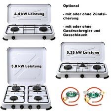 Campingkocher 2-flammig Gaskocher mit Zündsicherung  3- 4-flammig Gasregler